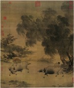中国历代名画-宋代_宋 李迪 风雨牧归图 绢本120X103 （缩）
