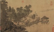 中国历代名画-宋代_宋 刘松年 四景山水图 绢.41.3x69 