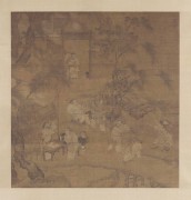 中国历代名画-宋代_宋 佚名 柳荫群盲图 粗绢 78.5×82 （缩）