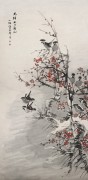 中国历代名画-清代_清 任伯年 梅雀图130x63.4 
