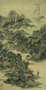 中国历代名画-清代_清 王原祁 山水图绢本53.2x122（缩）