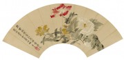 中国历代名画-清代_清 恽寿平 山水花卉扇面